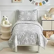 JHCHMX Toddler Duvet Cover and Pillowcase Set,Star Toddler Cot Bed Duvet Cover Set, Reversible Toddler Bedding Set For Boys Girls-Star,120 X 150 cm