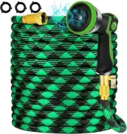 25FT NON-EXPANDABLE Garden Hose Ultra Lightweight Hose & Flexible Water Hose wit