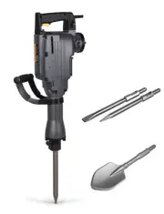 TR Industrial Electric Demolition Jackhammer with Point, Flat and Spade Chisels