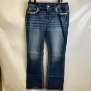 MISS ME LOS ANGELES Pink Border Stitch Bootcut Jeans Women's Size 33