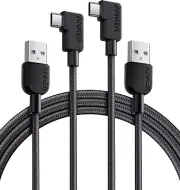 Anker Cable [2 Pack 6Ft], Right Angle USB a to USB C Braided Cable, Durable 90 D