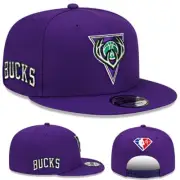 New Era Milwaukee Bucks Purple Snapback Hat NBA League Alt Team Side Patches Cap