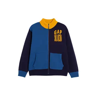 Gap 男童裝 Logo立領針織外套-藍色(889263)