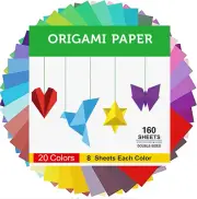 160 Sheets 20 Colors 6 Inch Origami Paper Double Sided Color Square Easy Fold