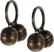 MINAOLULUS 2Sets Retro Copper Pet Bells Loud DIY Cat Collar Bells with Key Chain Ring Durable Copper Material for Pet Training Home Decoration Antique Style Accessories