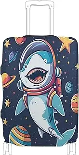 [Joisal] Astronaut Surfing Space Suitcase Protector Cover Tsa Approved Fit 18-32 Inch Luggage, Suitcase Accessories, Shark Astronaut, S 18-20 in