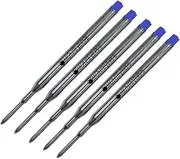 5 Pack - Monteverde"K" Style Ballpoint Refill to Fit Sheaffer Ballpoint Pens, Medium Point, Soft Roll (BULK PACKED) (Blue)