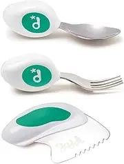 Doddl Baby Toddler Cutlery Set | Self-Feeding Spoon, Fork & Knife | Ergonomic | 12m+ | BPA Free | Easy Grip | Baby Led Weaning | Builds Confidence & Fine Motor Skills | Aqua