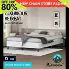 ALFORDSON Bed Frame Double Size Mattress Base Foundation White Boucle BASEL
