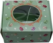 MOUNAY 20Pcs Macarons Box with Transparent Dessert Macarons Packaging Boxes Event Supplies Dec Green