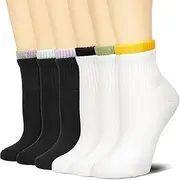 [NevEND] 6 Pairs Women's Mini Crew/Ankle Length Cut Cotton Calf Socks with Thick Cushioning for Girls