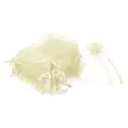 Organza Bags, 100 Pcs 3.54x2.8 Inch Drawstring Mini Pouches, Milk White