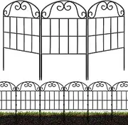 [QIAOKAIYAN] 24.5in(H) x10.8ft(L) Garden Fence Animal Barrier, 10 Pack Tall Decorative Metal Fencing Panel, Arched Black Fence for Dog, Yard, Patio Outdoor Decor
