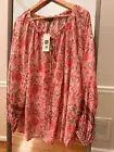 NEW Noracora Mauve Paisley Floral Bell Sleeve Top Tiered Boho Gypsy Size XXXL