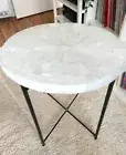 24" Selenite Crystal Stone Round Table Side Sofa Coffee Table Top Home Furniture