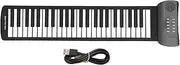 Roll Up Piano 49 Keys Portable Keyboard Piano With 4D Surround Sound Premium Silicone Material USB Battery Powered For Kids Beginners Travel Home School Black