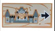 LEGO Super Mario Tile 2 x 4 Bowser Castle & Arrow on Tan Wood Grain Background
