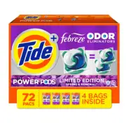 Tide Power PODS Laundry Detergent Pacs + Febreze, Spring & Renewal Scent (72 Ct)