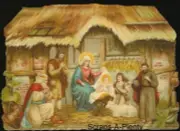 German Embossed Vintage Style Scrap Die Cut- Large Christmas Manger Scene BK5066
