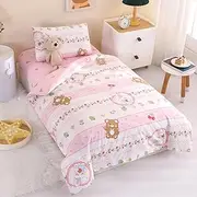 ZZRSSSLC 100% Cotton Cute Rabbit & Bear Crib Bedding Sets, 3 Piece Bunny Animal Printed Duvet Cover with Zipper Closure Comforter Set Includes Fitted Sheet, Duvet Cover and Pillowcase