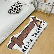 Funny Dog Shaped Kids Rugs with Hot Dog Design Rugs Mat for Boys' Bedroom, Soft Cozy Shaggy Dogs Carpet - Plush Animal Rugs (Relax Dog,16''x48'')