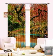 3D Tree lake 35 Blockout Photo Curtain Printing Curtains Drapes Fabric Window AU