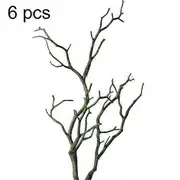 6Pcs Artificial Fake Peacock Coral Plant Dried Tree Branch Wedding Home Decor green