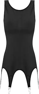 [GRRKDFQ] Women's Sports Underwear See-Through Mesh Tank Dress with Garter Clips