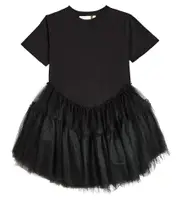 [Caroline Bosmans] Caroline Bosmans Jersey and tulle dress Y 14 black