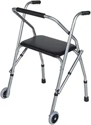 Walkers for Seniors 2 Wheels, Lightweight Adjustable Height Folding Rolling Step Assist Seat, for House Outside All Terrain Little Surprise