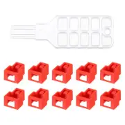 10pcs Port Blocker Locking RJ45 Port/Dust Blocker with Plastic Coded Keys,Red
