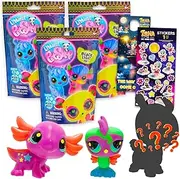 Littlest Pet Shop Blind Bags - Bundle with 3 Cute Animal Mini Figures for Kids, Adults Plus Stickers | Littlest Pet Shop Blacklight Figures Series 1