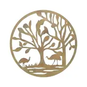 Willow & Silk 60cm Round Emu/Animal/Nature Hanging Wall Art Indoor/HomeDecor