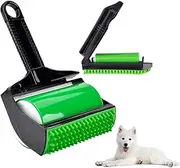 EZONEDEAL Sticky Lint Roller, Handheld Stick It Rollers, Reusable & Washable Lint Roller Pet Hair & Dust Remover, Cleaner for Clothes, Pet Hairs, Carseats, Include Large/Small Size (Green Black)