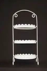 White Cake Stand Oval Laser Cut Metal 3 Tier Cake Stand