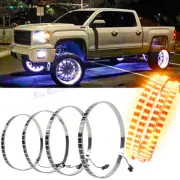For Dodge Ram Pickup 4PCS 15'' RGB LED Wheel Ring Rim Lights Kit Bluetooth