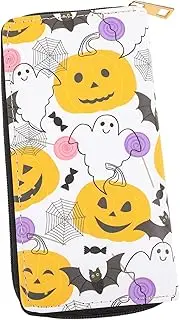 [TOGEVAL] Halloween Pumpkin Leather Wallet for Women Cute Zipper Purse with Pumpkin Design for Shopping and Travel Durable and Practical for Everyday Use