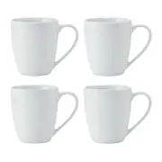 4pc Mikasa Chalk Kitchen Tableware Porcelain Mug Set 380ml White