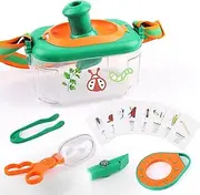 Bug Catcher for Kids,Insect Trap Kit with Insect Holder, Multi-Function Whistle (Light/Compass/Whistle), Magnifying Glass, Tweezers, 8 Cards,Outdoor Adventure Kit for Kids 3-12 Years Old