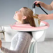 Portable Folding Bathtub Shampoo Sink Bath Inflate Hair Sink Washing Machine Hairdresser Color Pink