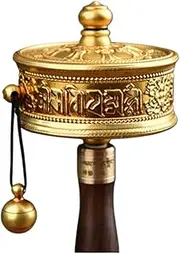 Hand Cranking Buddhist Prayer Wheel Tibetan Prayer Wheel Buddhist Prayer Wheel Copper Hand-Held Prayer Wheel with Tibetan Buddhist Six-Character Truth