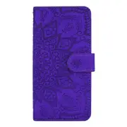 For Xiaomi Redmi Note 8 Calf Pattern Mandala Double Folding Design Embossed Leather Case with Wallet & Holder & Card Slots(Purple)