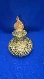 Murano Ampanella L. (MCM) Rare Green Color Millefiori Perfume Bottle W/Dauber.