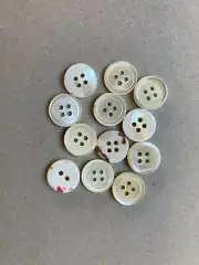 10 Vintage MOP Mother of Pearl Shell Rimmed White 17mm. Buttons