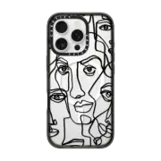 iPhone 16 Pro Impact Case MagSafe Compatible FACE MOSAIC SKETCH 4 CLEAR CASE IPHONE, ABSTRACT MINIMAL PEOPLE MEN ILLUSTRATION By Ebi Emporium