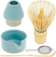 UKQRRTC 5Pcs Matcha Whisk Set - Bamboo & Ceramic - Blue - Traditional - Normal Size - WHISK_UTENSIL - Matcha Tea Set
