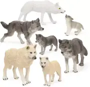 7Pcs Wolf Toy Figurines Set Wolf Animals Figures (Wolf Set B)