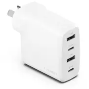 Cygnett PowerPlus 45W Multi Port Fast Wall Charger - White((CY4769PDWCH), 2xUSB-C PPS (45W),2xUSB-A (20W),Compact,Lightweight,2 Years Warranty CY4769PDWCH