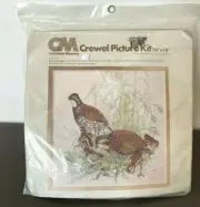 CM Crewel Picture Kit Bob White Quail NEW Columbia Minerva 16"x16" Vintage