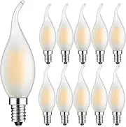 Suncan 10 Pack E14 Flame Tip LED Filament Candle Light Bulb, 4W 360 LM -30W Incandescent Bulbs Equivalent - Small Edison Screw Matte Candle Bulb, 2700K Warm White,Non-Dimmable,Energy Class F